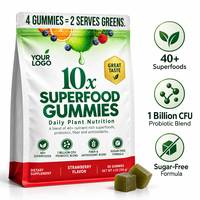 Gummies Super Greens OEM ODM, Mélange de Superaliments Probiotiques et Fibres, Compléments Alimentaires Quotidiens à Base de Plantes, Fournisseur d'Usine en Marque Blanche