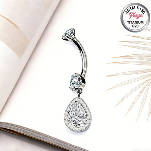 Moda Takıları G23 Titanyum Göbek Piercingleri Kübik Zirkon Taşlı Sallanan Göbek Halkaları Helix Küpe - Product Image 6