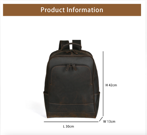 Sac à dos pour ordinateur portable AndoBag en cuir de vache véritable 15 pouces pour hommes, sac à bandoulière rétro en cuir Crazy Horse grande capacité pour voyage 1379 - Product Image 2