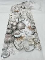 Tissu en Tulle 100% Polyester Écologique pour Robe Française Femme, Motif Floral, Décoration à Paillettes, Min. Commander 5 Yards