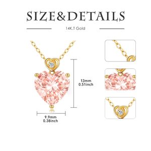 Pendentif cœur en morganite violet clair 3 carats, collier en or massif 14 carats, pierre de naissance de juin, cadeau de bijoux pour anniversaire et soirée romantique pour elle - Product Image 2