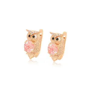 A00916627 xuping jewelry animal series cute big eyes pink crystal diamond 18K gold plated ring earrings