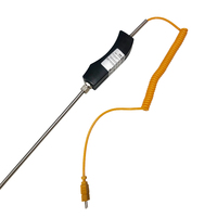 Sonde de température industrielle WRNK-104 à thermocouple portatif en acier inoxydable de type K avec poignée en bakélite/câble d'extension enroulé