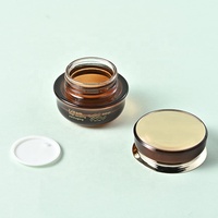Pot en Verre Ambré Luxe 30g 50g Rond Cosmétique, Récipient Vide pour Crème Visage avec Couvercle Doré