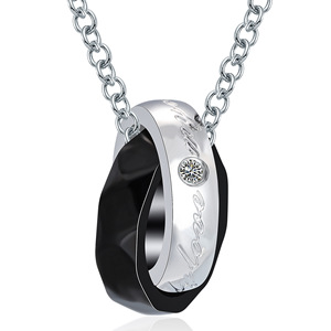 Collar de pareja de estilo europeo americano, diseño geométrico entrelazado de acero de titanio, regalo de San Valentín para mujer - Product Image 5