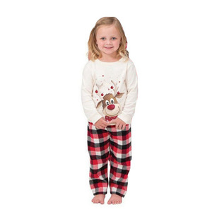 Outono inverno nova UE/EUA pai-filho pijamas alce impressão pai-filho outfit família Natal home wear manga longa sleepwear - Product Image 5
