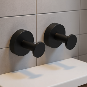 Crochets de robe noirs mats à base ronde, montés au mur, lot de 2, pour salle de bain, armoire, chambre à coucher, quincaillerie de meubles - Product Image 2