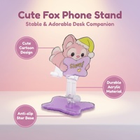 Support de téléphone portable et tablette en forme de renard mignon, nouveau design, compatible iPad, réglable, anti-jaunissement, en acrylique pliable, support de bureau pour toutes les marques