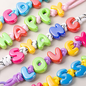 <span class=keywords><strong>Perles</strong></span> alphabet géantes multicolores en acrylique à grand trou de 500g pour DIY bracelets, colliers, chaînes de téléphone portable, porte-clés et autres créations (par sachet) - Product Image 3