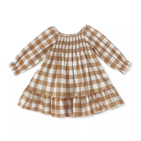 Hot Selling Kurzarm Baby Kleidung Leinen Kleid Baby Girl Gingham Kleid