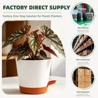 Pot de fleurs auto-arrosant en plastique PP moderne et durable avec trous de drainage, capacité de 5,71 L, design minimaliste pour une utilisation en intérieur/extérieur