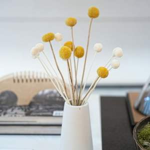 Venta al por mayor de ramo de flores secas de bolas doradas preservadas de eucalipto y plantas de algodón para decoraciones navideñas de oficina - Product Image 3