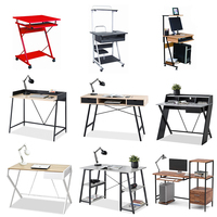 Meubles en forme de L cadre en métal bureaux d'écriture en bois Table d'étude Table d'ordinateur d'angle de maison avec étagères