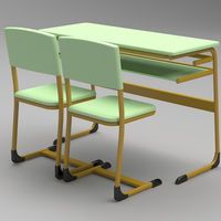 Meubles scolaires, bureau et chaise d'étude double pour élèves, en bois, robuste, pour une utilisation en classe