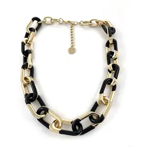 HIP HOP fashion Jewelry customize link chain enamel gold plated punk choker Necklace for women and men