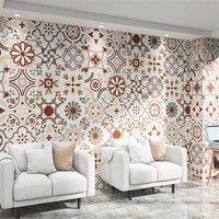 Papier peint mural mosaïque arche islamique bleue marocaine, carrelage vintage, tissu mural personnalisé pour salon et café