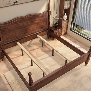 Top Selling Customized American Style Solid Wood <b>Bed</b> Frame <b>Double</b> Roman Column Design Classic King Size Bedroom Zy883 Desi - Product Image 6