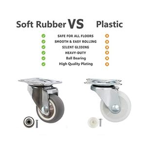 Roulettes pivotantes à profil bas en caoutchouc souple de <span class=keywords><strong>1</strong></span> pouce, style pneu gris pour meubles, lot de 4 roulettes de <span class=keywords><strong>1</strong></span> pouce en TPR - Product Image 4