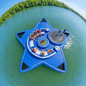 Parco Acquatico Galleggiante Estivo, Piattaforma Gonfiabile per Divertimento <span class=keywords><strong>in</strong></span> Acqua, Combo con Divano, Tenda e Trampolini Integrati, Materiale PVC Personalizzato - Product Image 3