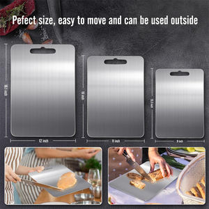 Tabla <span class=keywords><strong>de</strong></span> Cortar Personalizada <span class=keywords><strong>de</strong></span> Acero Inoxidable para Cocina, Tabla <span class=keywords><strong>de</strong></span> Cortar <span class=keywords><strong>de</strong></span> Titanio <span class=keywords><strong>de</strong></span> Doble Cara para Verduras, Pan y Carne - Product Image 2