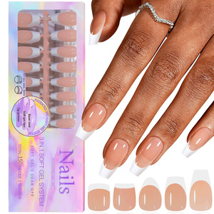 150 pièces/boîte Nouveauté Faux Ongles Amovibles Style Français Couleur Nude Couverture Complète Nouveaux Ongles à Presser pour Nail Art - Product Image 1
