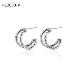 Amy Amy <b>Hoop</b> Earrings <b>Silver</b> Plated Alloy Women's Party Fashion Jewelry PE2650 - Product Image 1