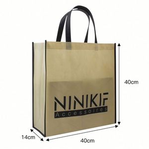 Bolsa de Compras Personalizada para Comercio Minorista, Bolsa de Supermercado Amarilla Lisa con Impresión, Bolsa Reutilizable de Tela No Tejida - Product Image 2