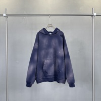Hiver Surdimensionné Capuche Hommes Vintage Streetwear Broderie Personnalisée 450gsm Heavyweight Distressed Horse Washed Faded Hoodie Solid