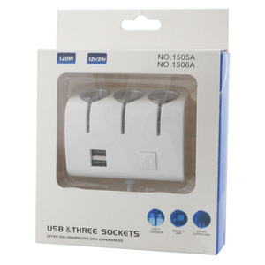 ที่จุดบุหรี่ในรถยนต์แบบแยกส่วน 3 พอร์ต ช่องเสียบ USB คู่ 60W สำหรับชาร์จโทรศัพท์มือถือ อุปกรณ์อิเล็กทรอนิกส์ในรถยนต์ - Product Image 2