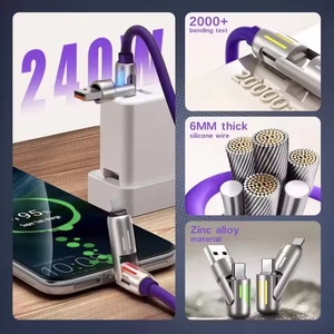 4 Trong 1 Phổ 240W USB C Loại C Âm Thanh Video Nhanh Chóng Sạc Cáp Bền Kẽm Hợp Kim Dày Silicone Cho Máy Tính Sử Dụng - Product Image 6