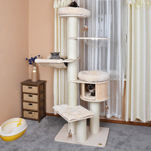 Grand chat en bois <span class=keywords><strong>griffoir</strong></span> en peluche arbre à chat en peluche dans les jouets pour animaux de compagnie - Product Image 4