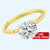 Fournitures de fabrication de bijoux en or Texture de corde de bouton en argent sterling 925 14K rempli d'or Bague de fiançailles 1ct Moissanite Femme