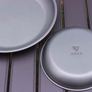 Platos de bandeja de titanio puro, plato de vajilla de viaje para acampar al aire libre, plato redondo portátil para barbacoa - Product Image 2