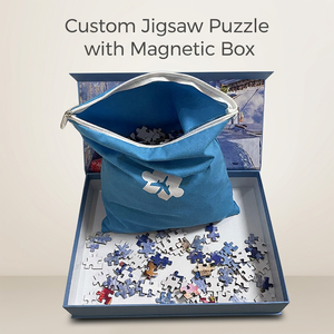 <span class=keywords><strong>Puzzle</strong></span> personalizzato certificato FSC con illustrazioni personalizzate, 500-1000 pezzi, in cartone blu. - Product Image 1