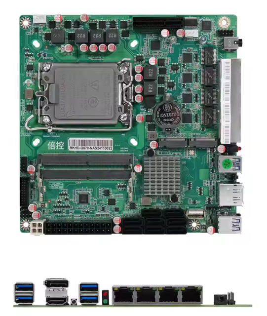 BKHD  NEW Q670 NAS Motherboard LGA1700 12/13/14th Gen 4*2.5G Ddr5 8*SATA Support RAID Vpro Emt Remote Desktop Server Workstation