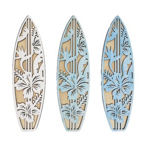 Décoration murale en bois en forme de planche de surf, motif végétal 3D creux, décoration d'intérieur, style plage océanique pour salon - Product Image 5