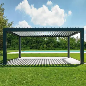 Pergola d'extérieur moderne et imperméable personnalisée 3x3 3x4 Pergola bioclimatique à toit motorisé et réglable en aluminium