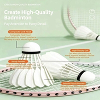Volant de badminton hybride en plumes d'oie noires lavées D003, sandwich 2 couches, vol stable, professionnel, durable