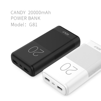 Power Bank Portabel Baterai Li-Polymer Kapasitas Tinggi 20000mAh dengan Micro USB Layar LED Ultra Tipis untuk Ponsel dan Laptop
