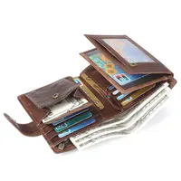 RFID Familien reise brieftasche für Männer mit Geldbörse aus echtem Leder