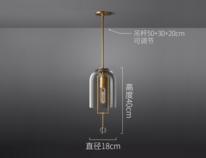 Lustre suspendu LED minimaliste américain en cuivre doré, taille moyenne, intensité variable, CRI 90, angle de faisceau 360°, abat-jour en verre, garantie 2 ans - Product Image 2