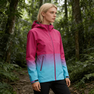 <span class=keywords><strong>Veste</strong></span> de pluie imperméable pour <span class=keywords><strong>femme</strong></span> avec capuche, légère et pliable, pour la <span class=keywords><strong>randonnée</strong></span>, couleurs dégradées pour le trekking et l'escalade - Product Image 4