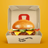 Conteneur d'emballage alimentaire jetable écologique avec laminage mat, personnalisé pour les frites, les sushis, les boîtes à hamburgers pour les restaurants