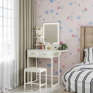Tocador de dormitorio <span class=keywords><strong>infantil</strong></span> con cajones de almacenamiento Sillas Estantes Tocador de maquillaje pequeño con espejo - Product Image 5