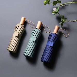 Nouveau Parapluie de Luxe 16 baleines, 3 sections, pour Hommes et Femmes, avec Manche en Bois Vintage, Grand Modèle Anti-Pluie, Idéal Cadeau d'Affaires - Product Image 2
