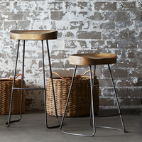 Tabouret de bar réglable en bois massif de style nordique, chaise en fer forgé de luxe léger avec dossier, design moderne pour extérieur, salon et salle de sport
