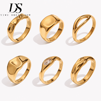 Bagues sculpturales Dreamshow pour femmes, six designs abstraits, acier inoxydable 316L, plaqué or 18 carats, styles modernes et audacieux