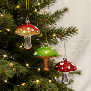 Trending Glass Mushroom Assorted Colors Christmas Hanging Ornament Holiday Decor Gift