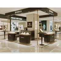 Vitrine de magasin de bijoux avec étagères en verre réglables et éclairage LED pour mobilier de boutique haut de gamme