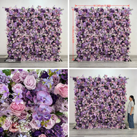 DKB Wholesale Mur de fleurs artificielles 5D, toile de fond florale 8ft x 8ft pour décoration de mariage